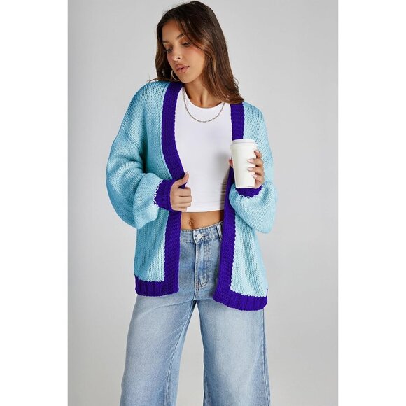 Women's Oversized Chunky Knit Cardigan Sweater Open Front Fall Coatigan - Picture 4 of 7